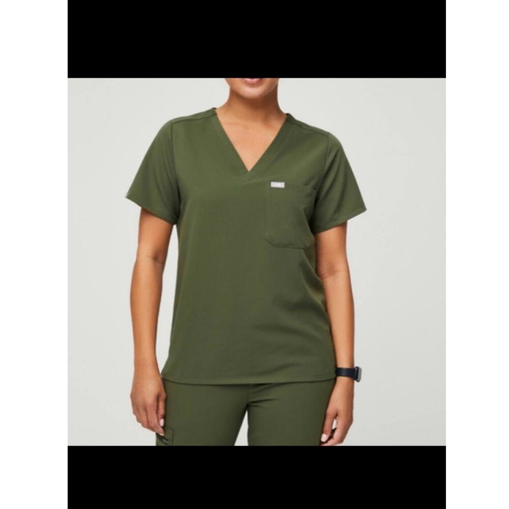 Figs Women's Dark Olive Catarina One-Pocket Scrub Top- xsmall